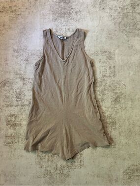 Double Zero Sleeveless V-Neck Tank Romper - Taupe Size Small